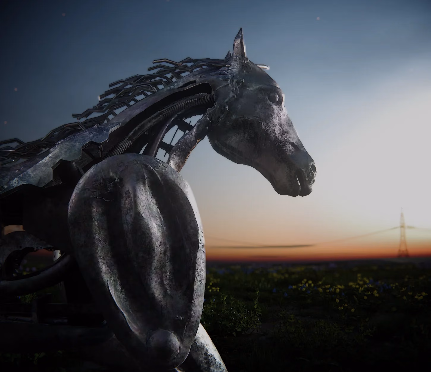 Metal horse.
